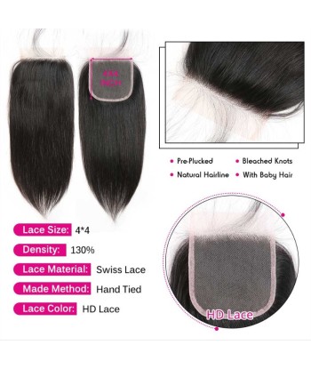 3 Paquets de Tissage  + Closure Straight acheter