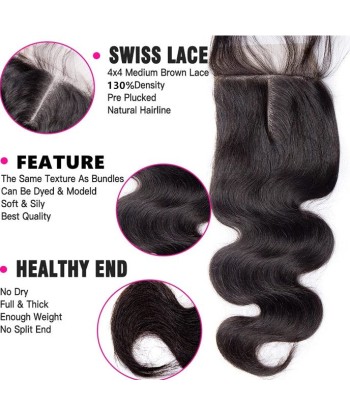 3 Paquets de Tissage  + Closure Body Wave pas chere