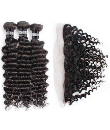 3 Paquets de Tissage + Lace Frontal Deep Wave 13x4 Economisez 