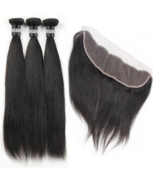 3 Paquets de Tissage + Lace Frontal Straight 13x4 du meilleur 