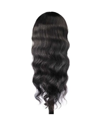 Perruque Naturelle à Frange Body Wave Brun Foncé solde