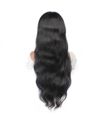 Perruque Naturelle à Frange Body Wave Brun Foncé solde