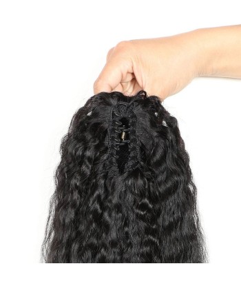 Queue de cheval Ponytail  Noir à Pince Naturel Remy Hair Kinky Straight les ligaments