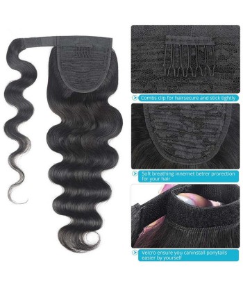 Queue de cheval Ponytail  Noir Ruban Magique Remy Hair Body Wave Venez découvrir notre 