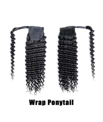 Queue de cheval Ponytail  Noir Ruban Magique Remy Hair Deep Wave livraison gratuite