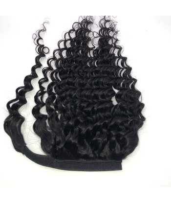 Queue de cheval Ponytail  Noir Ruban Magique Remy Hair Deep Wave livraison gratuite