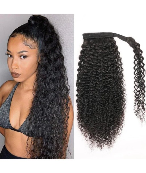 Queue de cheval Ponytail  Noir Ruban Magique Remy Hair Kinky Curly pas cheres