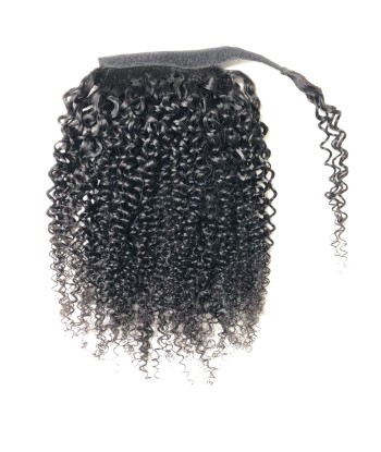 Queue de cheval Ponytail  Noir Ruban Magique Remy Hair Kinky Curly pas cheres