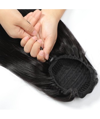 Queue de cheval Ponytail  Noir A Cordon Remy Hair Straight en linge