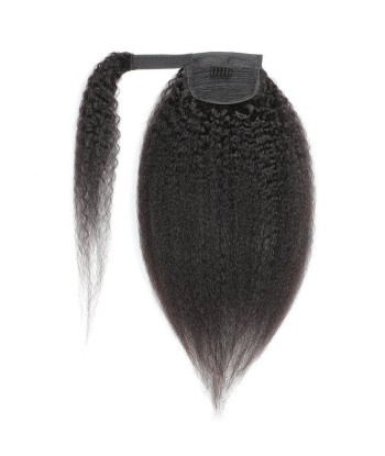 Queue de cheval Ponytail  Noir Ruban Magique Remy Hair Kinky Straight offre 