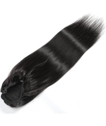 Queue de cheval Ponytail  Noir A Cordon Remy Hair Straight en linge