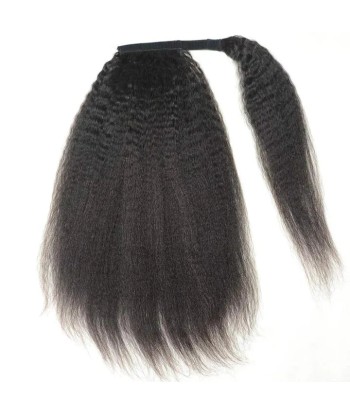 Queue de cheval Ponytail  Noir Ruban Magique Remy Hair Kinky Straight offre 