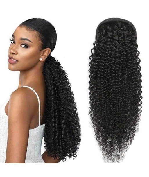 Queue de cheval Ponytail  Noir A Cordon Remy Hair Kinky Curly Véritable concentré