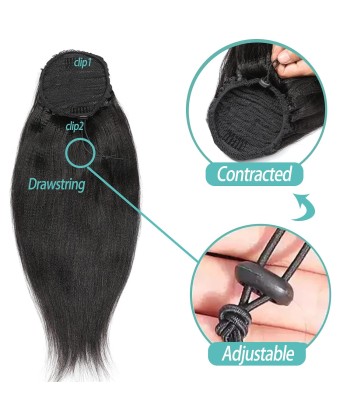 Queue de cheval Ponytail  Noir A Cordon Remy Hair Yaki Straight Découvrez la collection