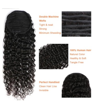 Queue de cheval Ponytail  Noir A Cordon Remy Hair Deep Wave en ligne