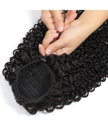 Queue de cheval Ponytail  Noir A Cordon Remy Hair Kinky Curly Véritable concentré