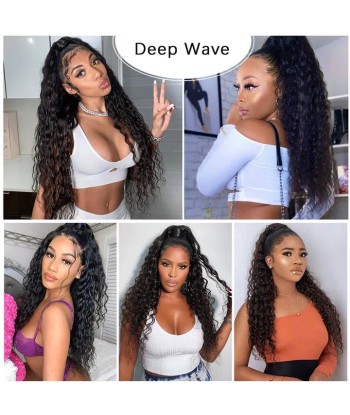 Queue de cheval Ponytail  Noir A Cordon Remy Hair Deep Wave en ligne