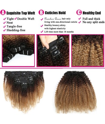 Kit Extensions à Clips Afro Curly Ombre Brun Chocolat Blond 120 gr Venez acheter