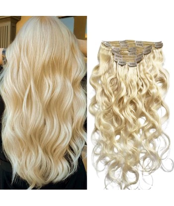 Kit Extensions à Clips Body Wave Blond Platine 120 gr en ligne des produits 