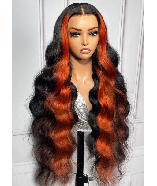 13x4 Lace Body Wave 1B/GINGER 200% pré-découpé, pré-éclairci, sans colle pour bénéficier 