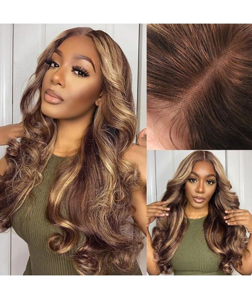 Perruque Body Wave Chatain Méché Blond Sans Colle avec Dentelle Pré-Coupée : Élégance et Simplicité 2023