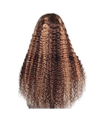 Perruque Deep Wave Chatain Méché Blond Sans Colle avec Dentelle Pré-Coupée destockage