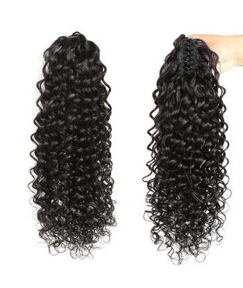 Cola de caballo de cola negra con alicates naturales Remy Hair Deep Wave la colonne vertébrale