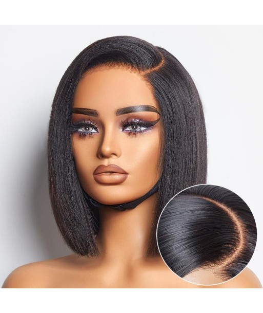 Perruque Bob Yaki Lisse Coupe Dégradée avec Raie à Gauche, Sans Colle, Minimaliste en HD Lace - Prête à Porter shop