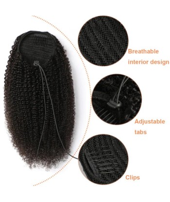 Cola de caballo de caballo negra para cabello remy cable afro rizado solde