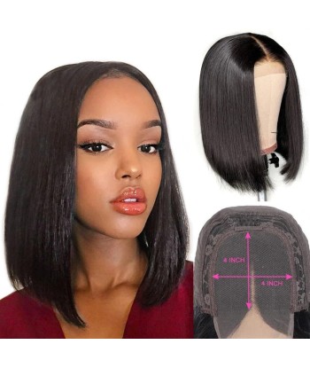 Bobo Wig Front Lace 4x4 "Raide Brown scuro soldes