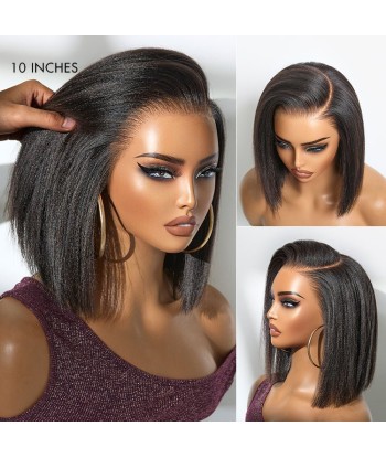 Perruque Miami Hair Flex | Bob Court Naturel Yaki / Lisse Sans Colle, Frontal HD Lace 13x5, Oreille à Oreille votre