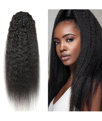 Queue de cheval Ponytail  Noir à Pince Naturel Remy Hair Kinky Straight vous aussi creer 