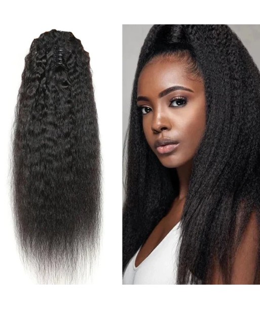 Queue de cheval Ponytail  Noir à Pince Naturel Remy Hair Kinky Straight vous aussi creer 