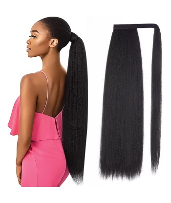 Queue de cheval Ponytail  Noir Ruban Magique Remy Hair Yaki Straight en linge