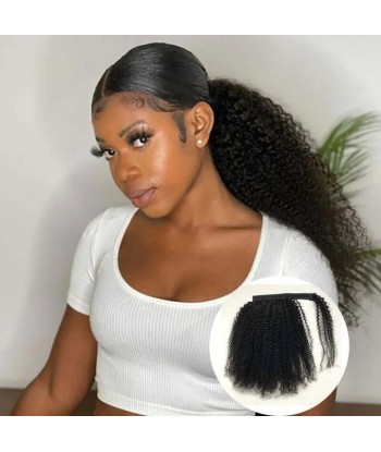 Queue de cheval Ponytail  Noir Ruban Magique Remy Hair  Afro Curly ouvre sa boutique