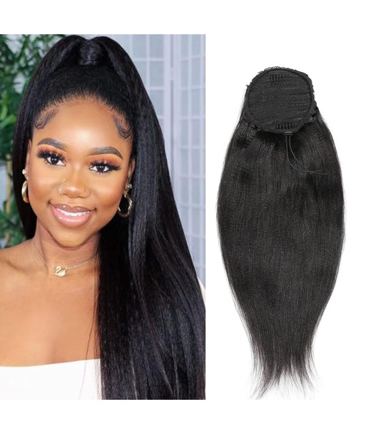 Queue de cheval Ponytail  Noir A Cordon Remy Hair Yaki Straight Pour