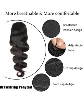 Queue de cheval Ponytail  Noir A Cordon Remy Hair Body Wave Jusqu'à 80% De Réduction