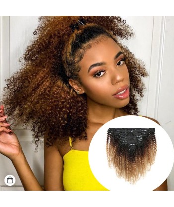 Kit -Erweiterungen mit afro lockigen blonden Schokoladenclips 120 Gr braunen Schatten la colonne vertébrale