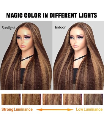 Yaki Straight Chanta Méché Blonde Perücke ohne Kleber mit vorgekoppelter Spitze Jusqu'à 80% De Réduction