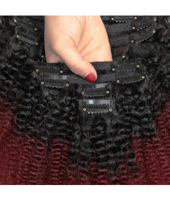 Extensiones de kit con clips afro rizados sombra oscura marrón oscuro 99J 120 gr Comparez plus de prix