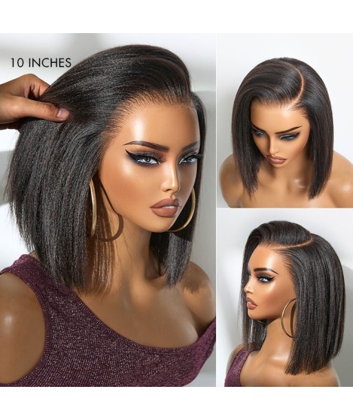 Perruque Miami Hair Flex | Bob Court Naturel Yaki / Lisse Sans Colle, Frontal HD Lace 13x5, Oreille à Oreille 50% de réduction en Octobre 2024